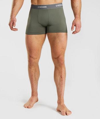 Boxer Gymshark Sports Tech Boxers 2pk Hombre Negras Verde Oliva | CO 3913QMA